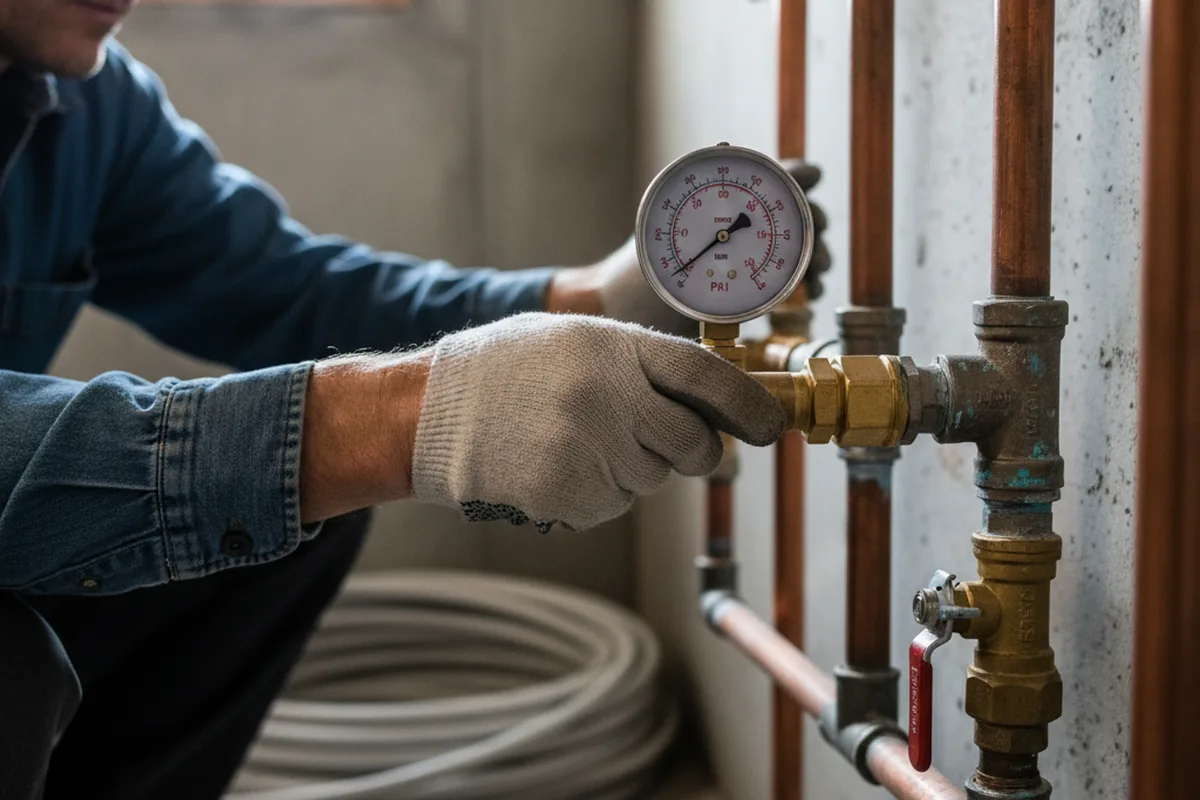 Pressure testing a repaired line during Water Line Repair in Stone